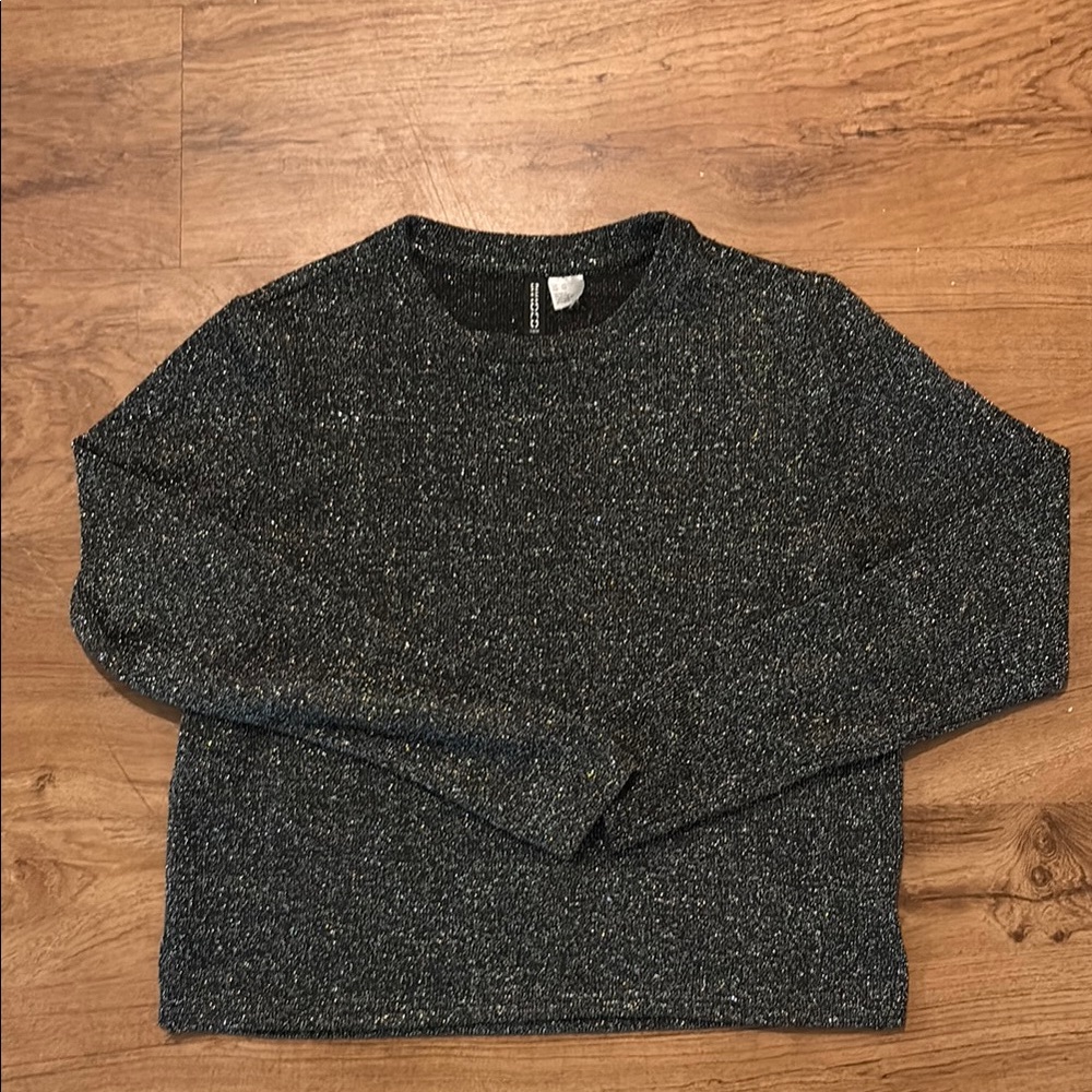 Black Relaxed Fit Blouse with Ribbed Details used great condition